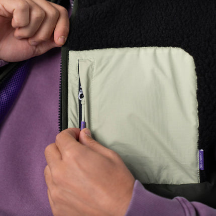 Veste bi-matières en sherpa sans manches Noir et vert - Homme