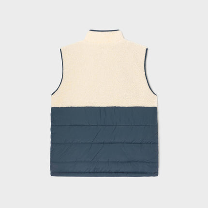Veste bi-matières en sherpa sans manches Ivoire et marine - Homme