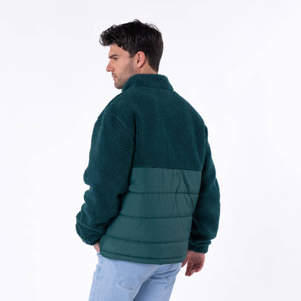 Veste bi-matières en sherpa Vert - Homme