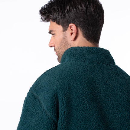Veste bi-matières en sherpa Vert - Homme