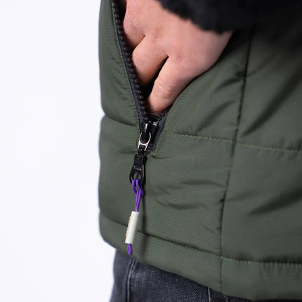 Veste bi-matières en sherpa Noir et vert - Homme