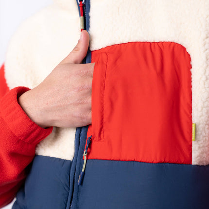 Veste bi-matières en sherpa sans manches Ivoire et marine - Homme