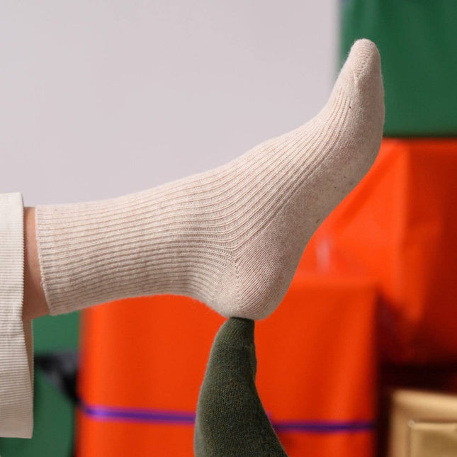 Chaussettes en laine avec angora Beige : Taille unique
