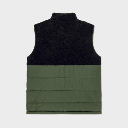 Veste bi-matières en sherpa sans manches Noir et vert - Homme