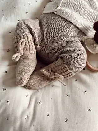 Chaussons en laine bébé beige