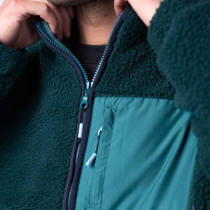 Veste bi-matières en sherpa Vert - Homme