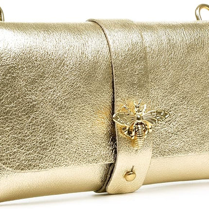 Sac pochette en cuir grainé - doré