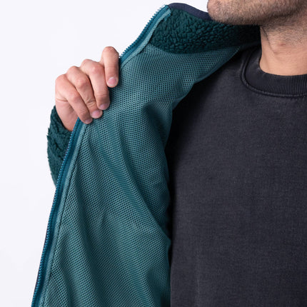 Veste bi-matières en sherpa Vert - Homme