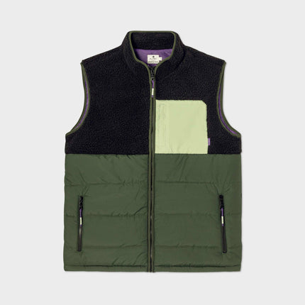 Veste bi-matières en sherpa sans manches Noir et vert - Homme