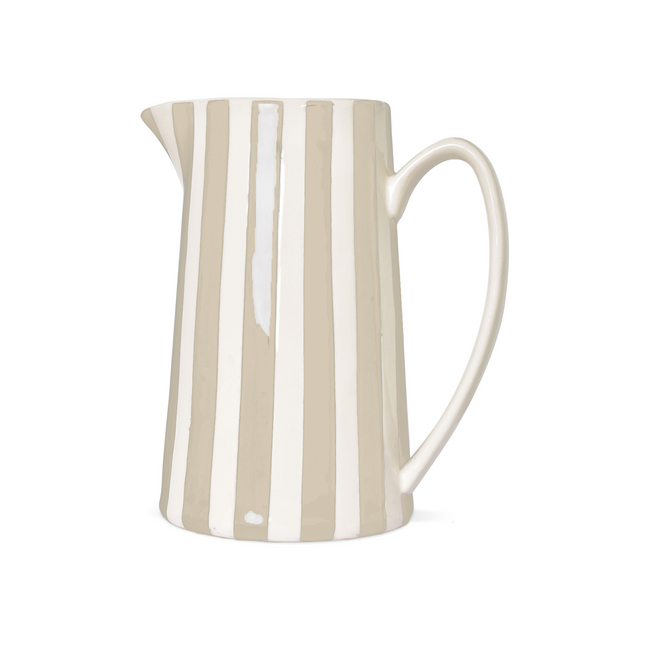 Pichet à rayures en faïence couleur sable