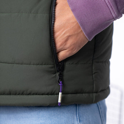 Veste bi-matières en sherpa sans manches Noir et vert - Homme