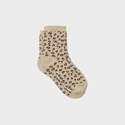 Chaussettes en coton peigné Léopard - Beige : Taille unique