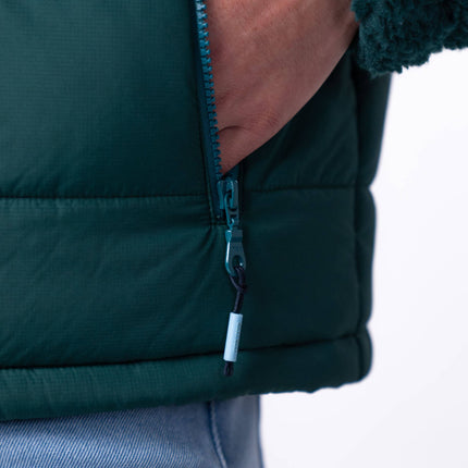 Veste bi-matières en sherpa Vert - Homme