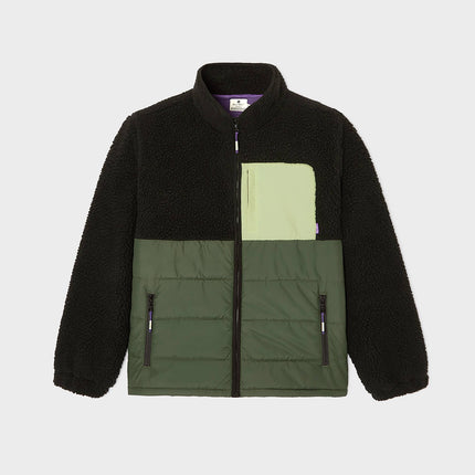 Veste bi-matières en sherpa Noir et vert - Homme