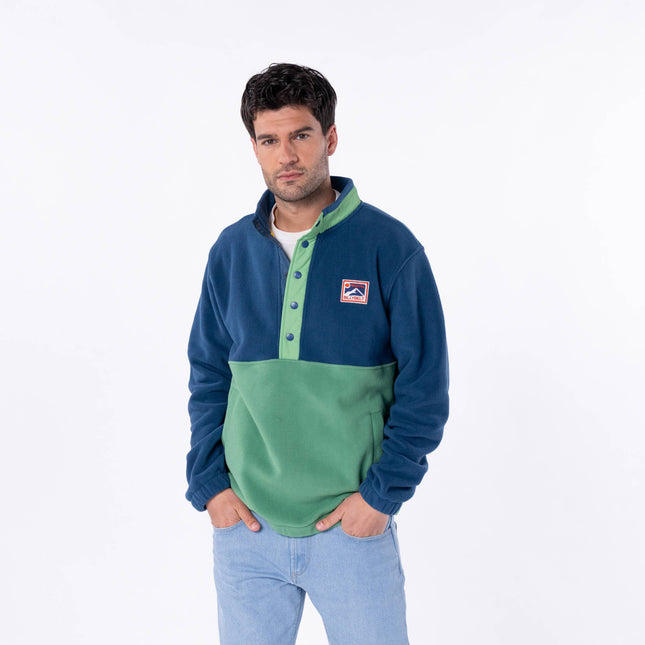Sweat polaire Marine et vert - Homme