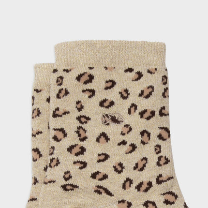 Chaussettes en coton peigné Léopard - Beige : Taille unique