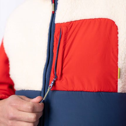 Veste bi-matières en sherpa sans manches Ivoire et marine - Homme
