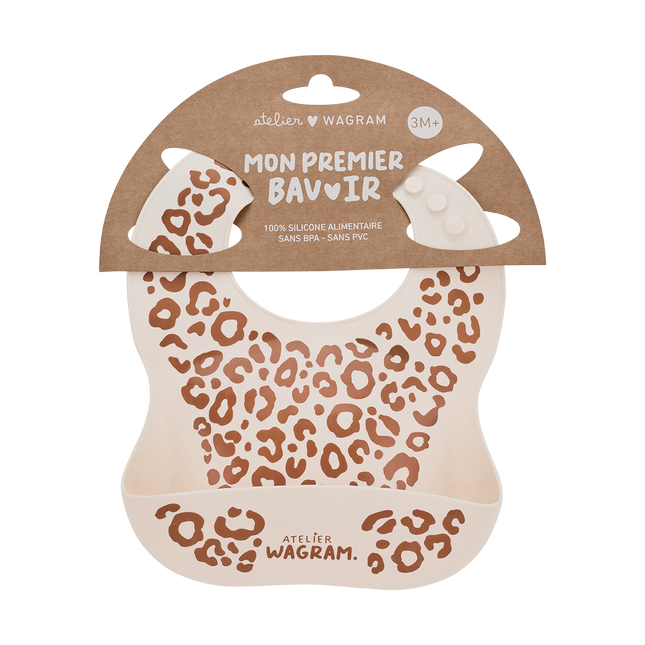Mon Premier Bavoir - silicone - Crème Léopard