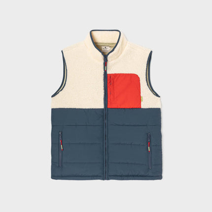 Veste bi-matières en sherpa sans manches Ivoire et marine - Homme