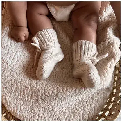 Chaussons en laine bébé écru