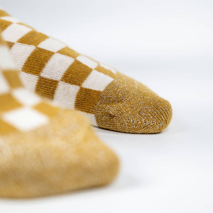 Chaussettes à carreaux - Jaune et blanc - One size