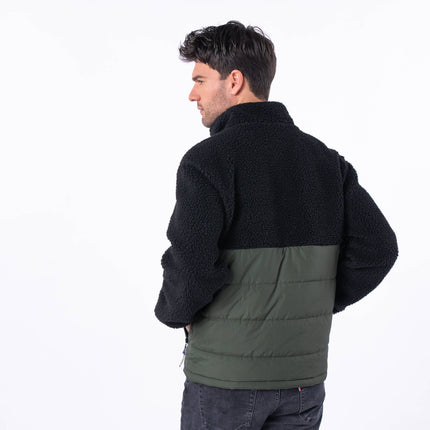 Veste bi-matières en sherpa Noir et vert - Homme