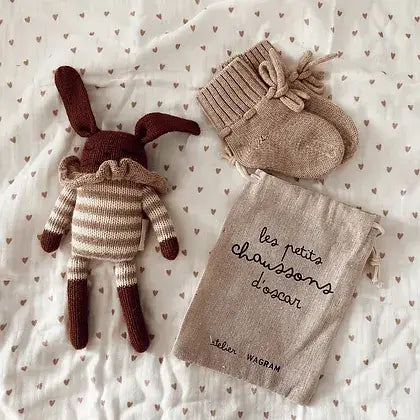 Chaussons en laine bébé beige