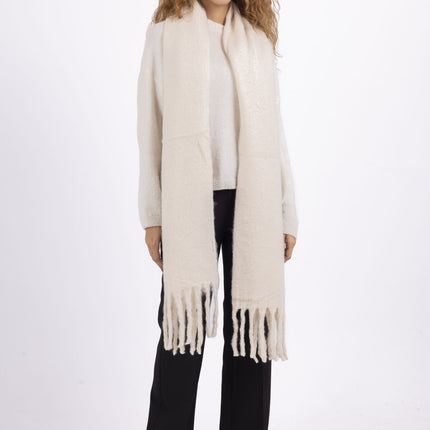 Echarpe en laine à franges - Beige