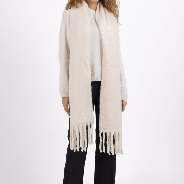 Echarpe en laine à franges - Beige