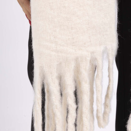 Echarpe en laine à franges - Beige