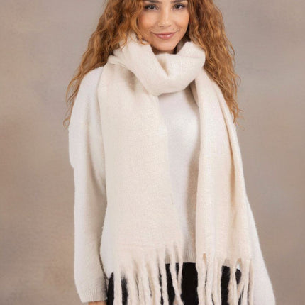 Echarpe en laine à franges - Beige