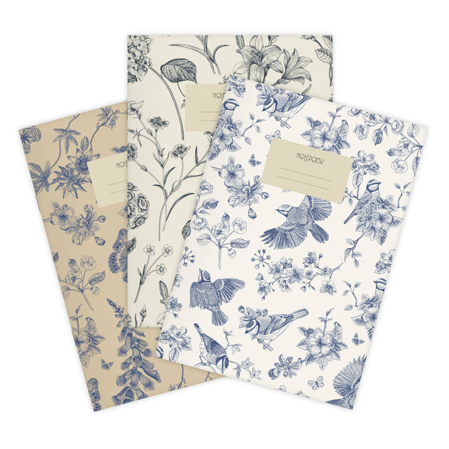 Lot de 3 carnets Birds & Butterflies Format A5 - Gouverné