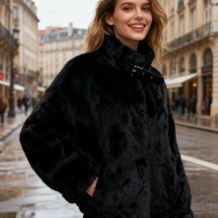 Veste fausse fourrure - Noire