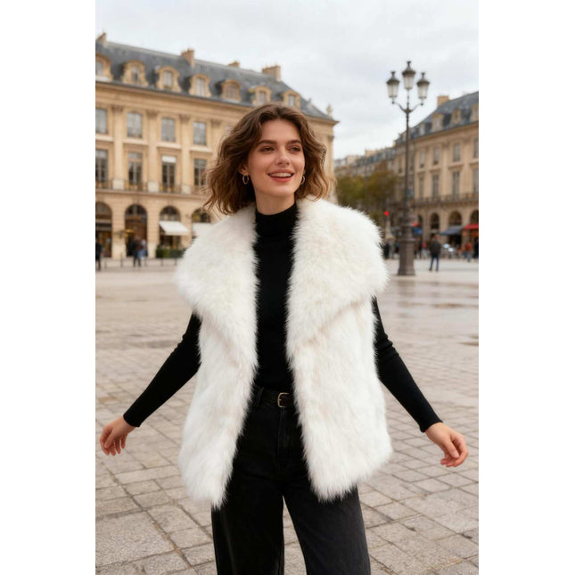 Veste sans manches fausse fourrure - Blanche